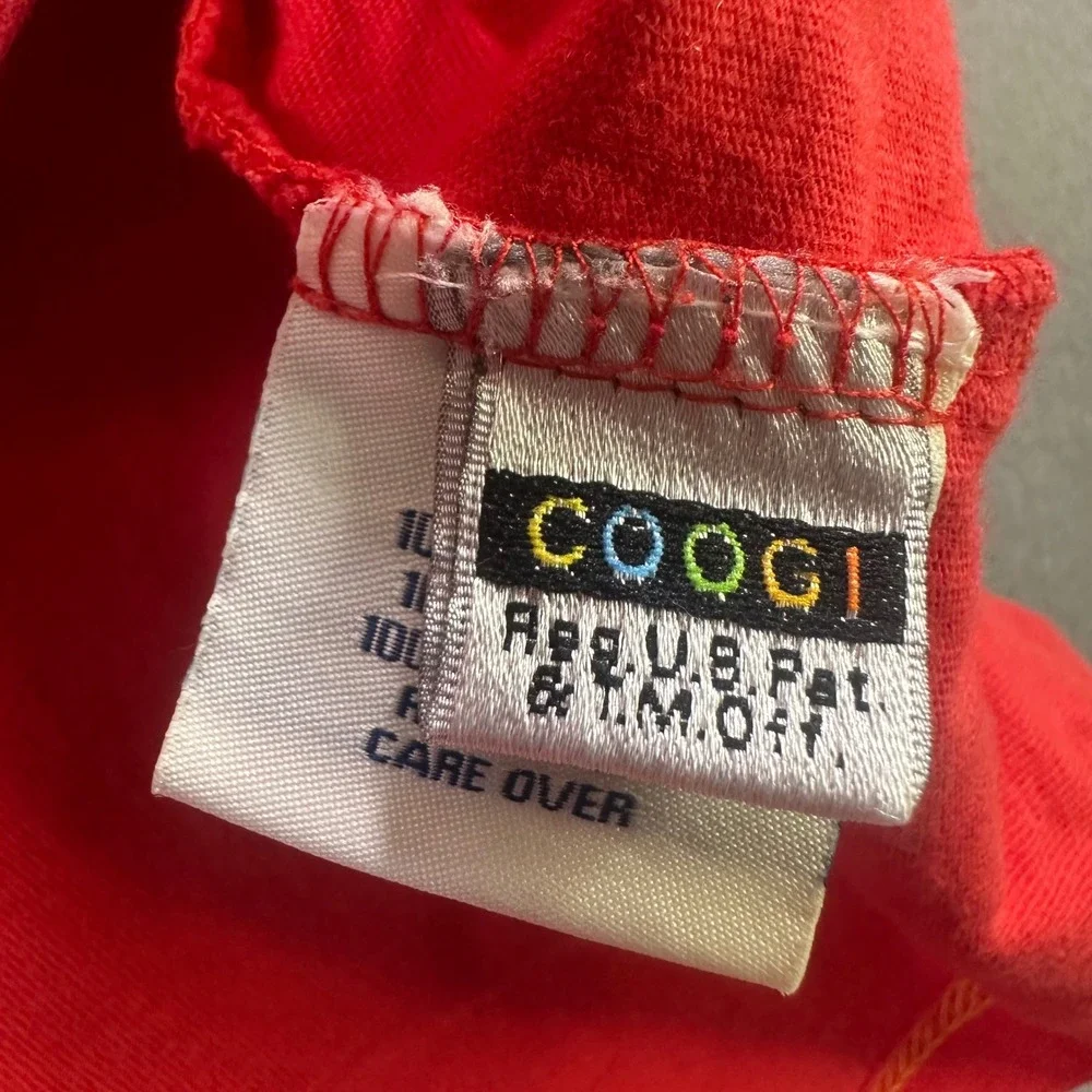 Coogi Men Red Short Sleeve Embroidered Logo T-Shirt Navy Contrast XL 100% Cotton